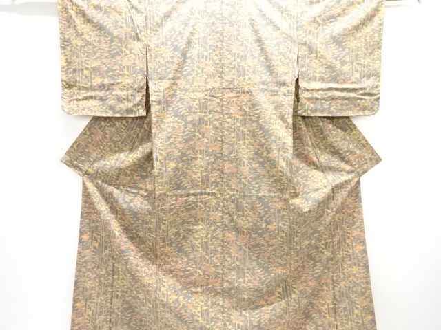 アンティーク着物 カッコいいお召し 希少サイズ 美品【アンティーク着物/夏お召】黒 エ霞 袖長め Sサイズ 粋 カッコ